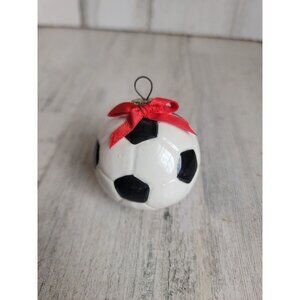 Vintage 1983 ceramic soccer ball sport ornament Xmas
